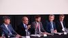 Guillermo Francos junto a Pablo Javkin, Maximiliano Pullaro y el cordobés Daniel Passerini en el encuentro federal de ciudades capitales y alternas realizado en Rosario.