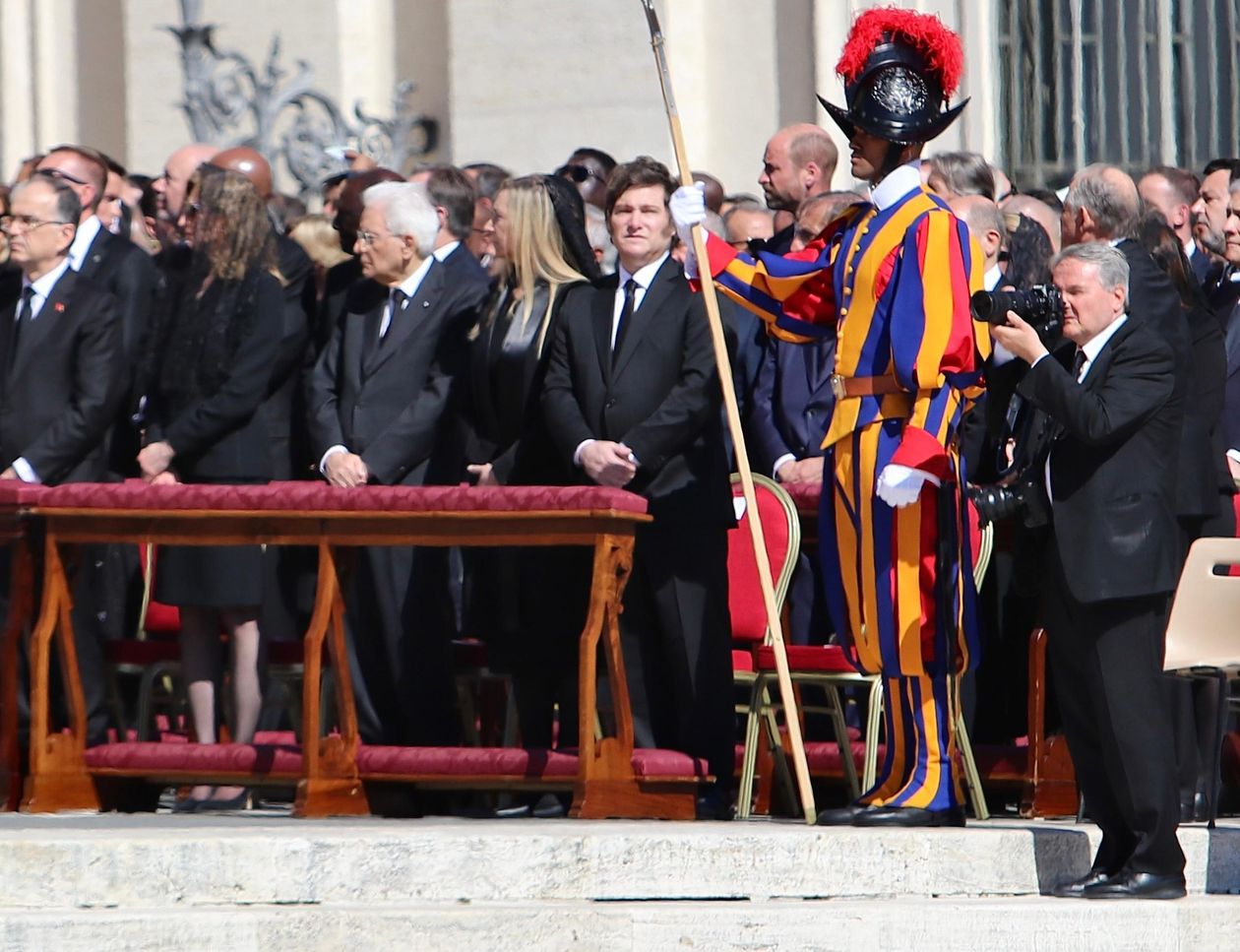 Javier Milei en el funeral del papa Francisco.&nbsp;