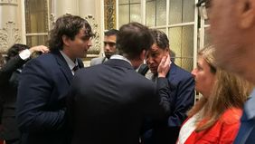 El escándalo en el Congreso, el sábado 1 de marzo: Santiago Caputo con Facundo Manes.&nbsp;