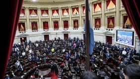 El recinto de Diputados, son pocas presencias en el homenaje al Papa Francisco.&nbsp;
