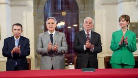 Martin Llaryora, Luis Angulo y Aída Tarditti, en la apertura del año judicial en Córdoba