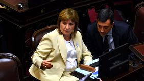 Patricia Bullrich y Agustín Coto, en el Senado.&nbsp;