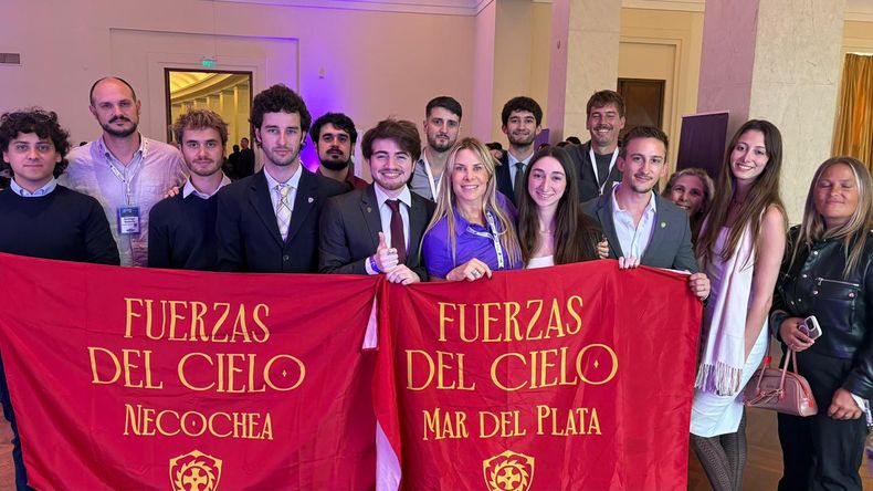 Las Fuerzas del Cielo, durante el acto que organizó Karina Milei. 