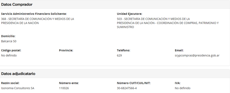 Una de las contrataciones de la Secretaría de Manuel Adorni. 
