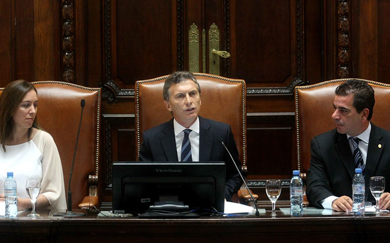 Mariá Eugenia Vidal, Mauricio Macri y Cristian Ritondo.