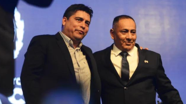 Claudio Vidal, gobernador de Santa Cruz y el ministro de seguridad Pedro Prodromos.