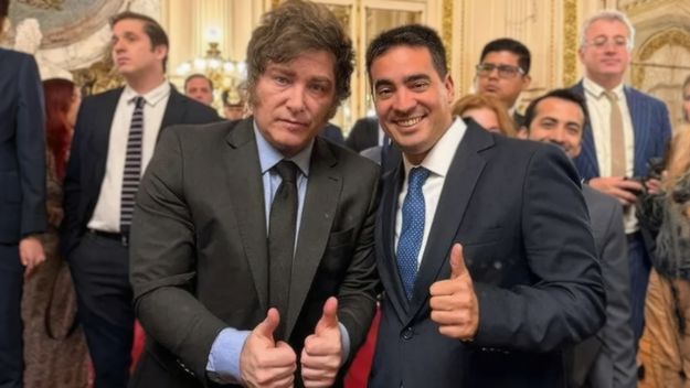 Javier Milei y Adrián Ravier.&nbsp;