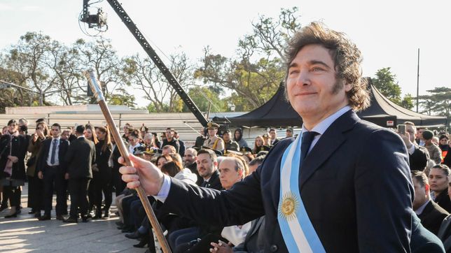 Javier Milei en Rosario, por el Día de la Bandera.