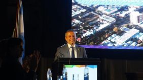 Damián Bernarte dio por primera vez su discurso anual en la explanada de la UTN de San Francisco