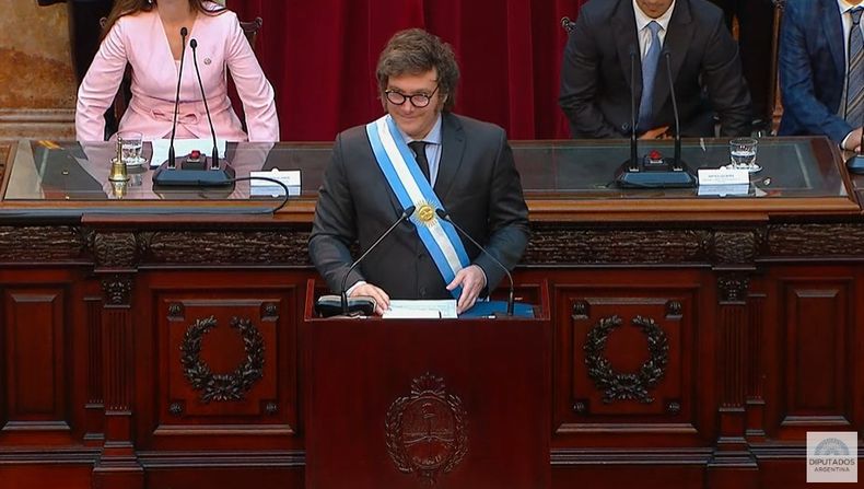 Javeri Milei habló por primera vez ante el Congreso .