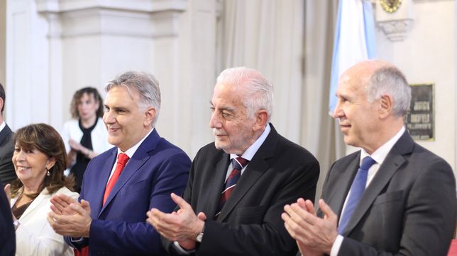 Luis Angulo junto a Martín Llaryora y Ricardo Lorenzetti en el centenario del Tribunal Superior de Justicia de Córdoba