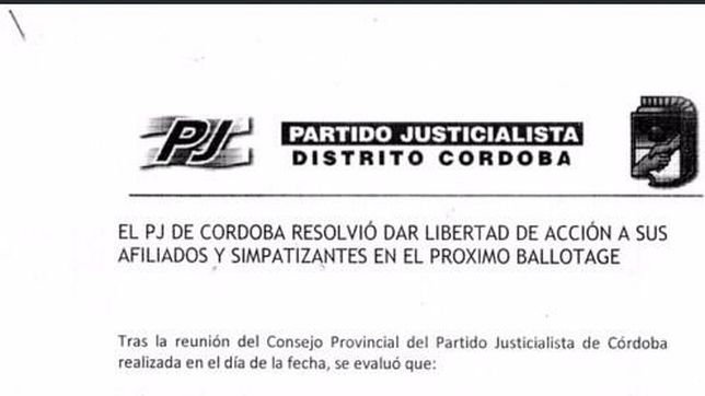 el pj cordobes da libertad de accion para el 22n