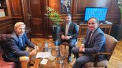 Frigerio, precandidato a gobernador de Entre Ríos, junto a los senadores Espínola y Kueider.