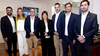 Patricia Bullrich, ministra de Seguridad, junto a los intendentes Federico Zárate, Ezquiel Lemos, Miguel Pittaro, Adela Arning, Pablo Cornet y Fernando Rambaldi.