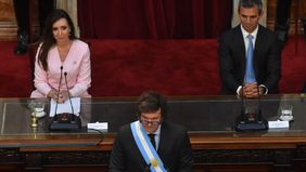 Javier Milei en la aperturra de sesiones en el. Congreso